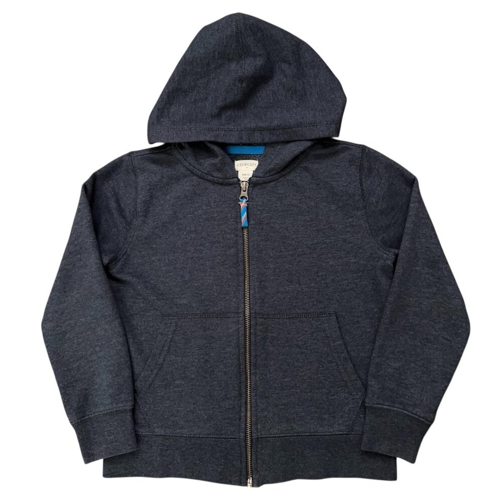 J.Crew Crewcuts Jacoet Boys S 6-7 Full-Zip Hoodie Sweatshirt Fleece Heather Navy